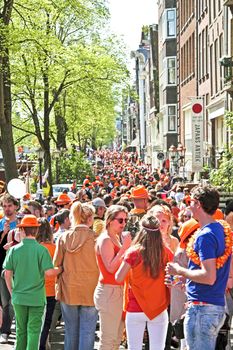 AMSTERDAM - APRIL 30: Celebration of queensday on April 30, 2012 in Amsterdam, The Netherlands