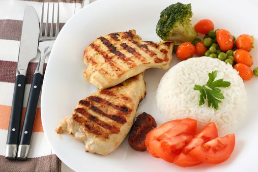 grilled chicken with boiled rice