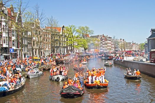 AMSTERDAM - APRIL 30: Celebration of queensday on April 30, 2012 in Amsterdam, The Netherlands