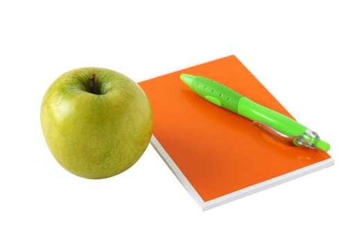 notebook with apple