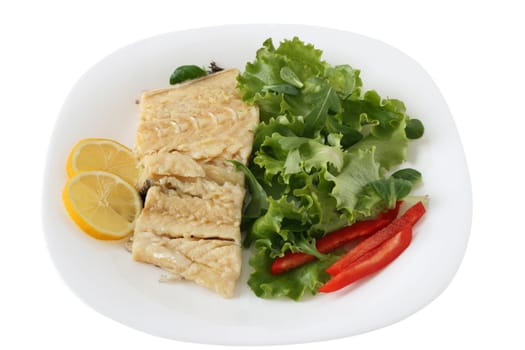 boiled codfish with salad