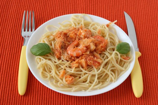 spaghetti with shrimps