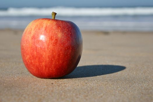 apple on beach