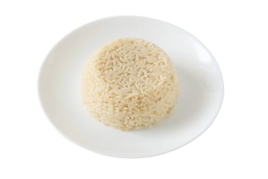 boiled rice on the plate