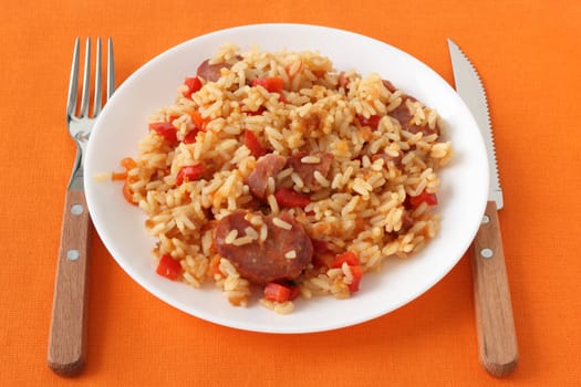 rice with sausages