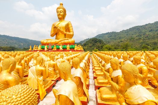 Golden Buddha at Buddha Memorial park , Nakorn nayok, Thailand.