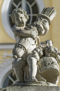 Statue with helmet made of stone in Dresden