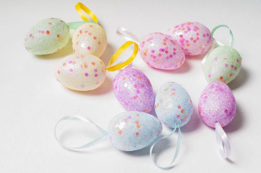 Easter eggs on the light background