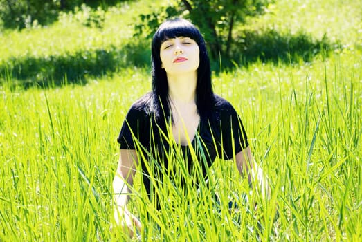 portrait of beautiful young women in nature