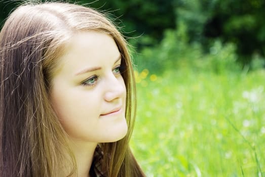 portrait of beautiful young women in nature