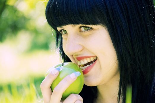 portrait of beautiful young women in nature