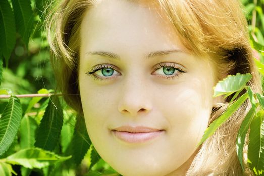 portrait of beautiful young women in nature