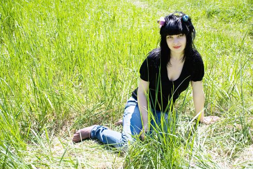 portrait of beautiful young women in nature