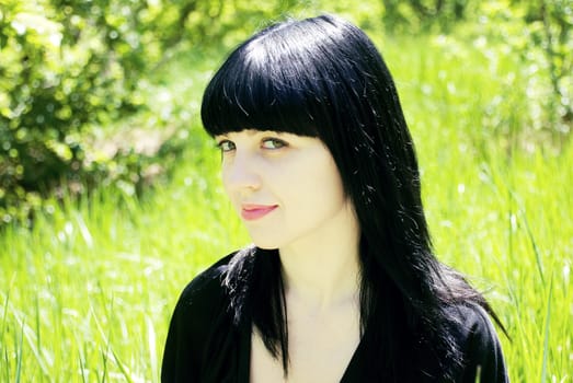 portrait of beautiful young women in nature