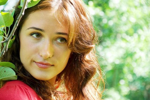 portrait of beautiful young women in nature