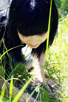 portrait of beautiful young women in nature