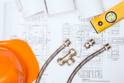 plumbing and drawings are on the desktop, workspace engineer