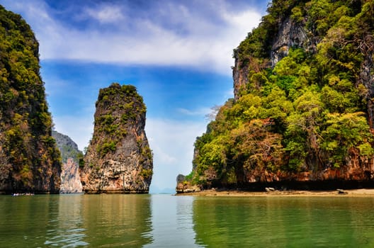 Beautiful landscape view of Phang Nga bay islands and cliffs, Thailand