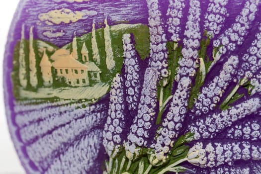 Candle with lavender flowers. Aromatherapy concept 