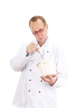 Chef with whisk and bowl