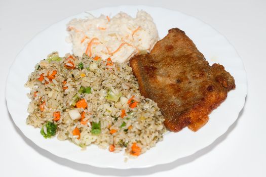 Brown rice with fisch and vegetable 