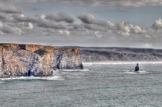 Rocky coast of Portugal in HDR