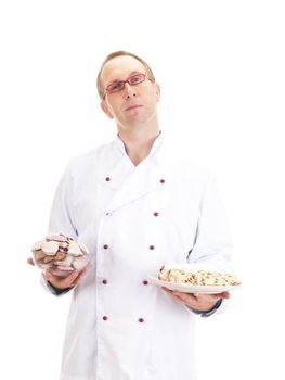 Chef with gingerbread and stollen