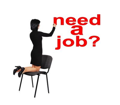 businesswoman drawing  need a job