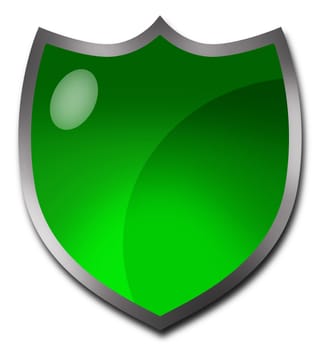 Green badge or crest-shaped button against white