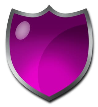 Purple badge or crest-shaped button against white