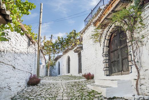 cobbled street in berat old town albania