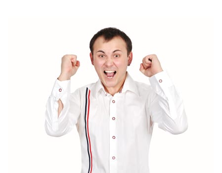 happiness businesman on a white background