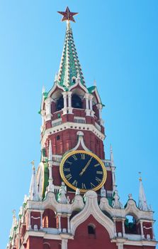 Chiming clock on the Spassky tower of the Moscow Kremlin