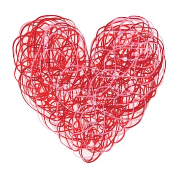 Red and Pink Scribbled Heart on White