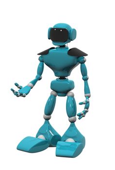 3d illustration of a blue robot on white background