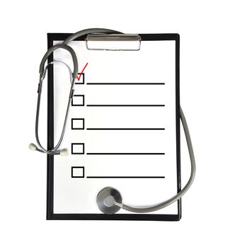 clipboard with checklist and stethoscope