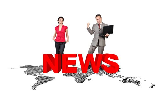 woman and men, news concept