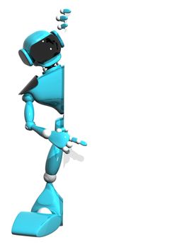 3d illustration of a blue robot on white background