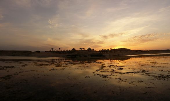 Sunset on Egyptian resort beach