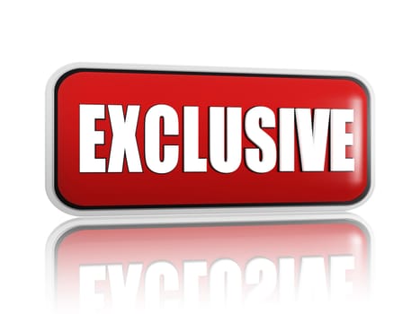 exclusive button - 3d red banner with white text, business concept