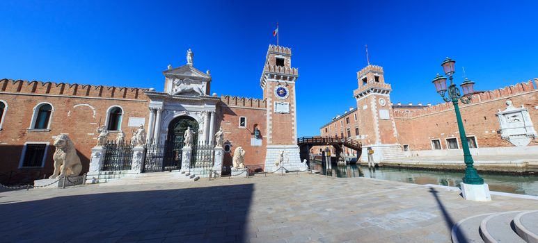 View of the Arsenale in Venice, Italy