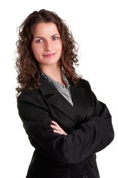 Portrait of a young blond business woman with her arms crossed