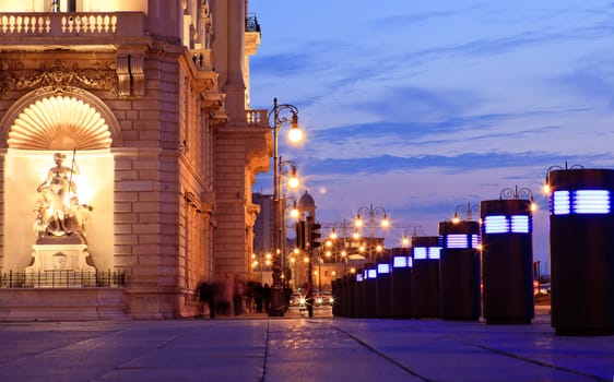 View of Trieste at sunset, Italy