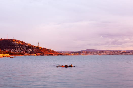 View of sunset in the Trieste sea