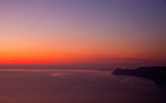 View of sunset in the Trieste sea