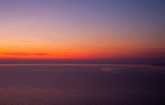 View of sunset in the Trieste sea