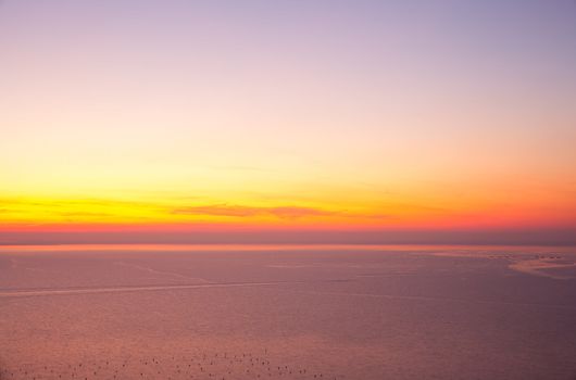 View of sunset in the Trieste sea