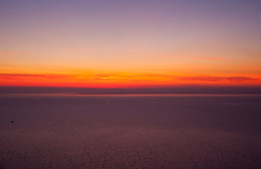 View of sunset in the Trieste sea