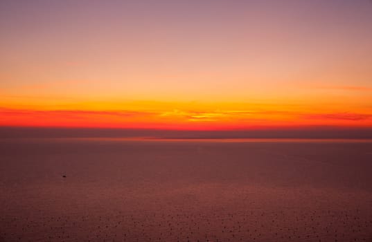 View of sunset in the Trieste sea
