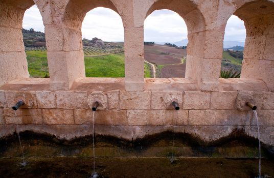 Detail of Granfonte, Baroque fountain in Leonforte, Sicily - Italy